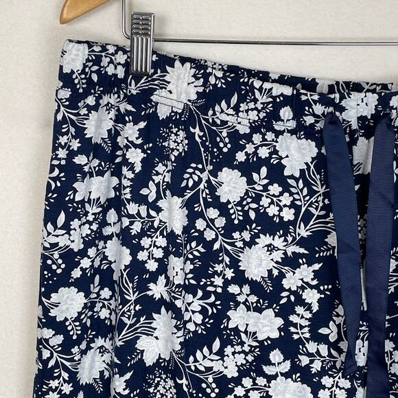 Lands’ End Pajama Pants XL Navy White Floral Print Sleepwear Lounge Drawstring - Picture 9 of 14